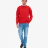 Suéter de cuello redondo oversize de lana merino - Rojo mandarina