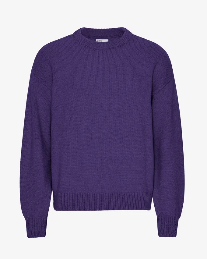 Suéter de cuello redondo oversize de lana merino - Ultra violeta