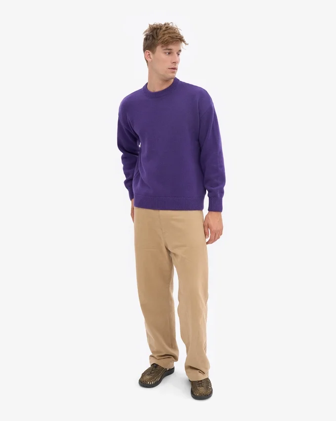 Suéter de cuello redondo oversize de lana merino - Ultra violeta