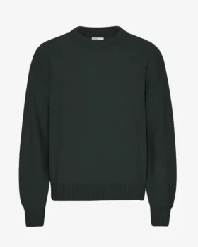 Suéter de cuello redondo oversize de lana merino - Verde cazador