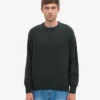 Suéter de cuello redondo oversize de lana merino - Verde cazador