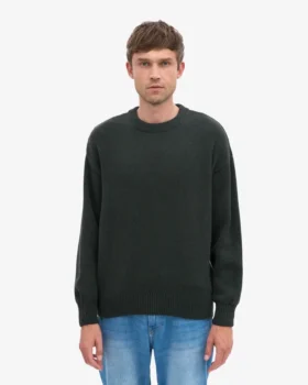 Suéter de cuello redondo oversize de lana merino – Verde cazador