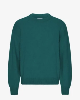 Suéter de cuello redondo oversize de lana merino - Verde océano