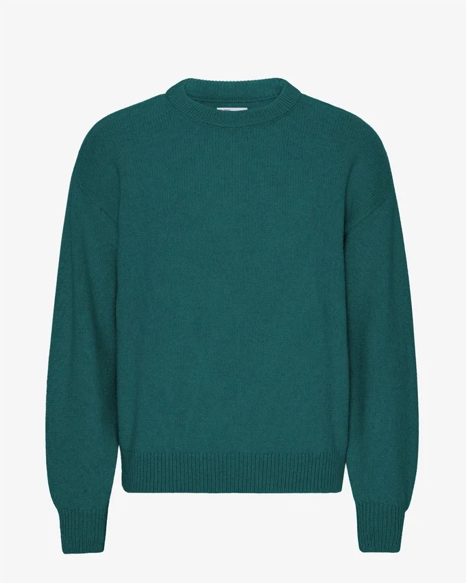 Suéter de cuello redondo oversize de lana merino - Verde océano