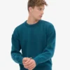 Suéter de cuello redondo oversize de lana merino - Verde océano