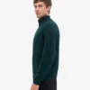Suéter de merino con jersé de media cremallera - Verde esmeralda