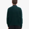 Suéter de merino con jersé de media cremallera - Verde esmeralda
