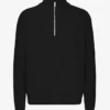 Suéter de merino con jersé de media cremallera - Negro intenso