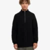 Suéter de merino con jersé de media cremallera - Negro intenso