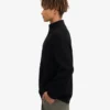 Suéter de merino con jersé de media cremallera - Negro intenso