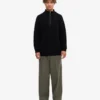 Suéter de merino con jersé de media cremallera - Negro intenso