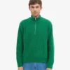 Suéter de merino con jersé de media cremallera - Verde Kelly