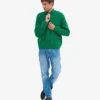Suéter de merino con jersé de media cremallera - Verde Kelly