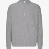 Suéter de merino con jerséu de media cremallera - Gris jaspeado