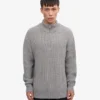Suéter de merino con jerséu de media cremallera - Gris jaspeado