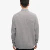 Suéter de merino con jerséu de media cremallera - Gris jaspeado