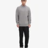 Suéter de merino con jerséu de media cremallera - Gris jaspeado