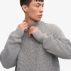 Suéter de merino con jerséu de media cremallera - Gris jaspeado