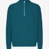 Suéter de merino con jerséu de media cremallera - Verde océano