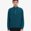 Suéter de merino con jerséu de media cremallera - Verde océano