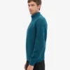 Suéter de merino con jerséu de media cremallera - Verde océano