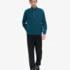 Suéter de merino con jerséu de media cremallera - Verde océano