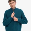 Suéter de merino con jerséu de media cremallera - Verde océano