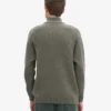 Suéter de merino con jerséu de media cremallera - Verde oliva polvoriento