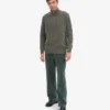 Suéter de merino con jerséu de media cremallera - Verde oliva polvoriento