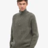 Suéter de merino con jerséu de media cremallera - Verde oliva polvoriento