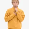 Suéter orgánico con jerséu de media cremallera - Amarillo quemado