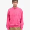 Suéter orgánico con jerséu de media cremallera - Rosa chicle
