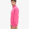 Suéter orgánico con jerséu de media cremallera - Rosa chicle