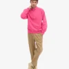 Suéter orgánico con jerséu de media cremallera - Rosa chicle