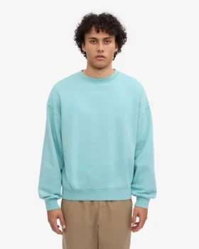 Suéter orgánico de cuello redondo extragrande – Azul verde
