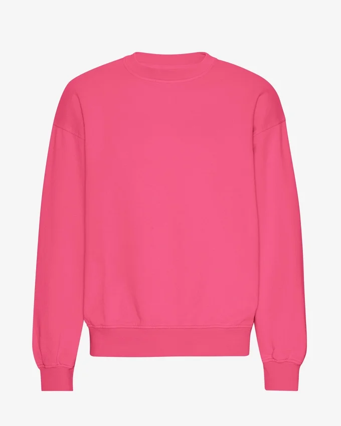 Suéter orgánico de cuello redondo extragrande - Rosa chicle