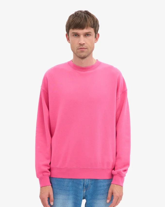 Suéter orgánico de cuello redondo extragrande - Rosa chicle