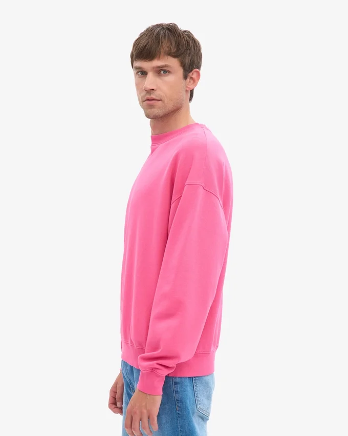 Suéter orgánico de cuello redondo extragrande - Rosa chicle