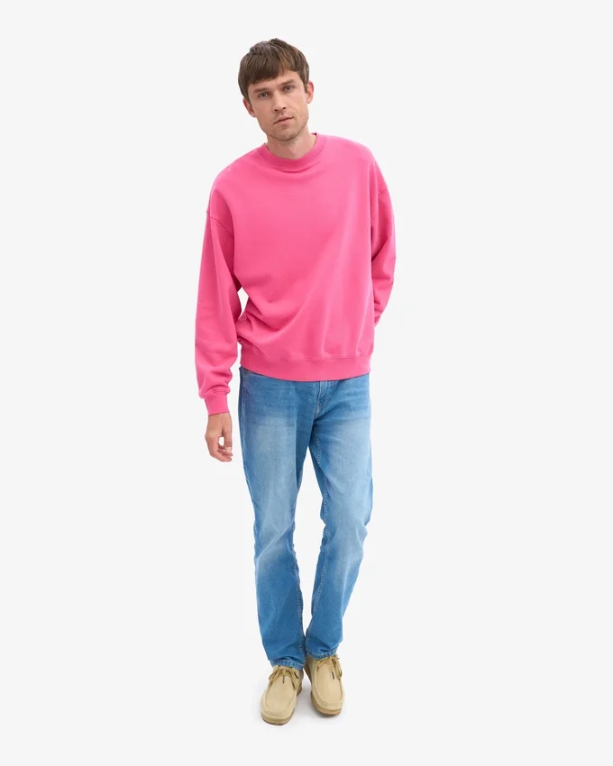 Suéter orgánico de cuello redondo extragrande - Rosa chicle