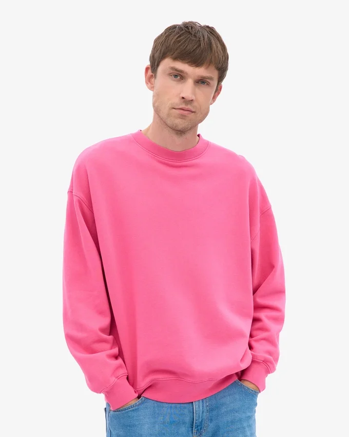 Suéter orgánico de cuello redondo extragrande - Rosa chicle
