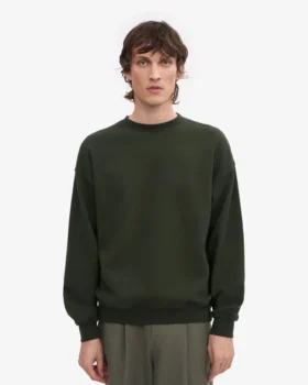 Suéter orgánico de cuello redondo extragrande – Verde cazador