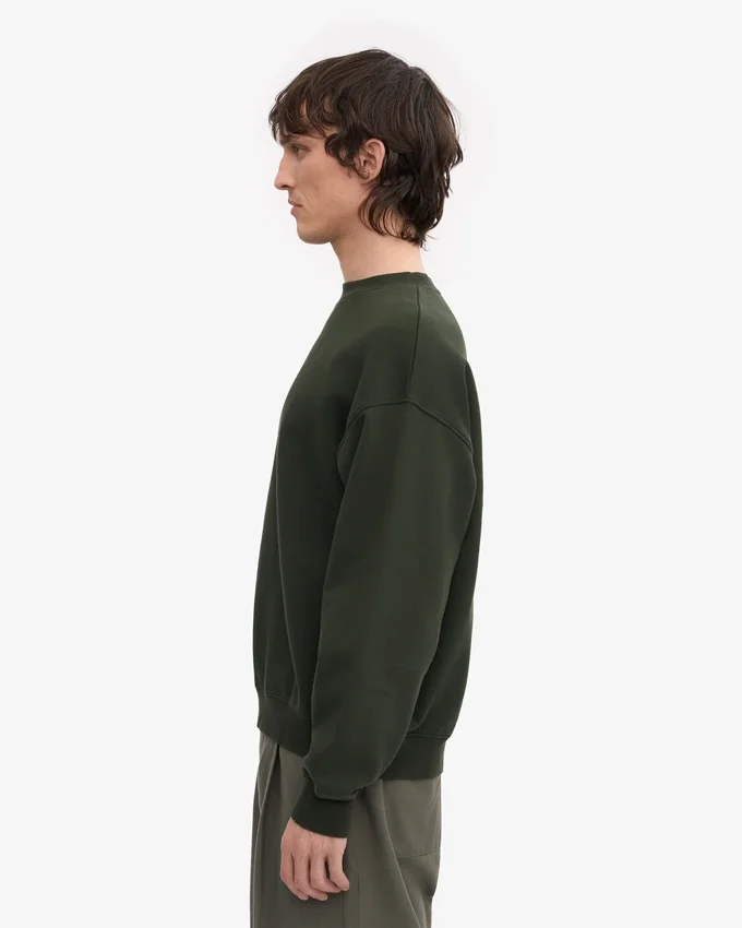 Suéter orgánico de cuello redondo extragrande - Verde cazador