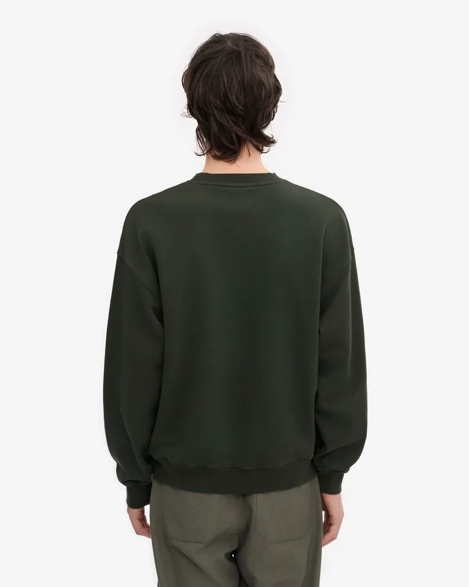 Suéter orgánico de cuello redondo extragrande - Verde cazador