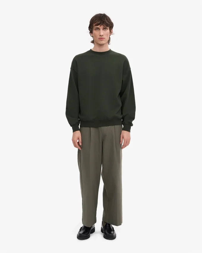 Suéter orgánico de cuello redondo extragrande - Verde cazador