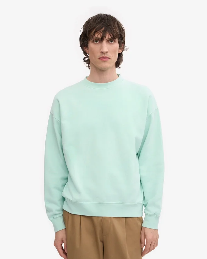 Suéter orgánico de cuello redondo oversize - Azul aguamarina claro