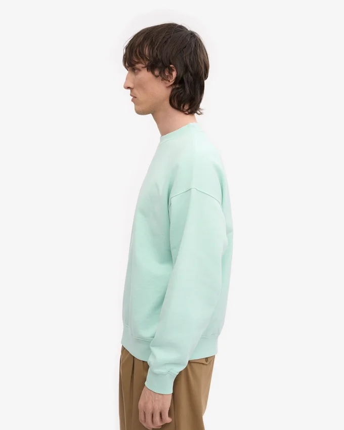 Suéter orgánico de cuello redondo oversize - Azul aguamarina claro
