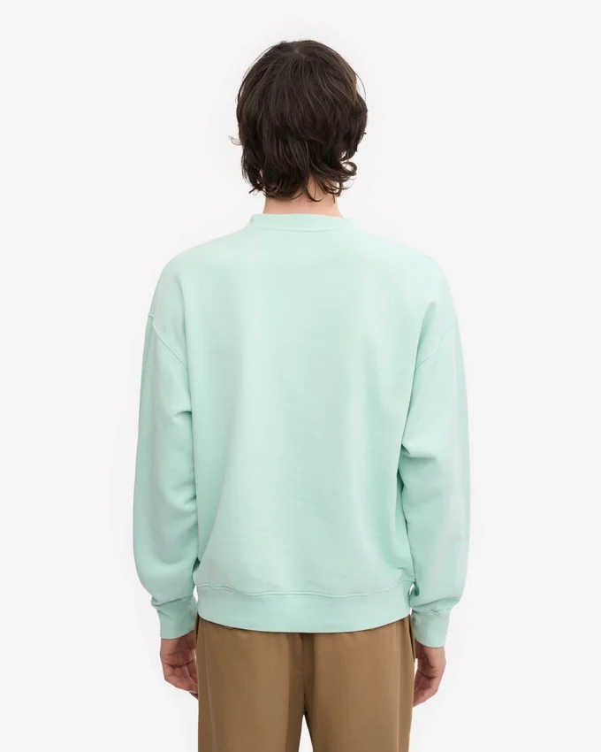 Suéter orgánico de cuello redondo oversize - Azul aguamarina claro