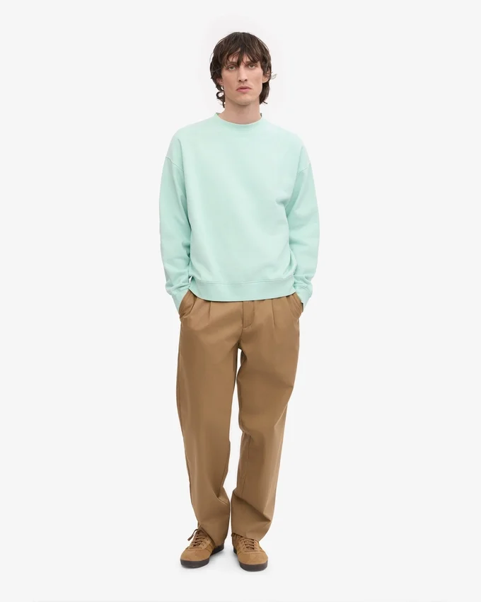 Suéter orgánico de cuello redondo oversize - Azul aguamarina claro