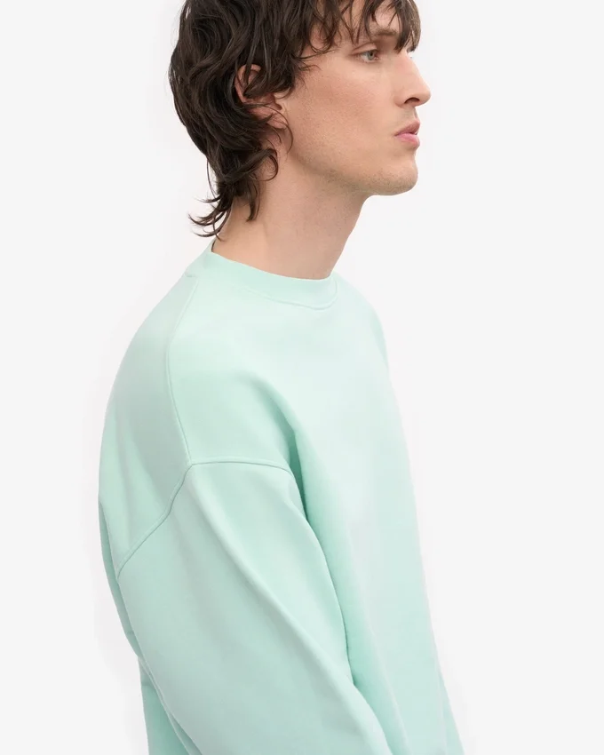 Suéter orgánico de cuello redondo oversize - Azul aguamarina claro