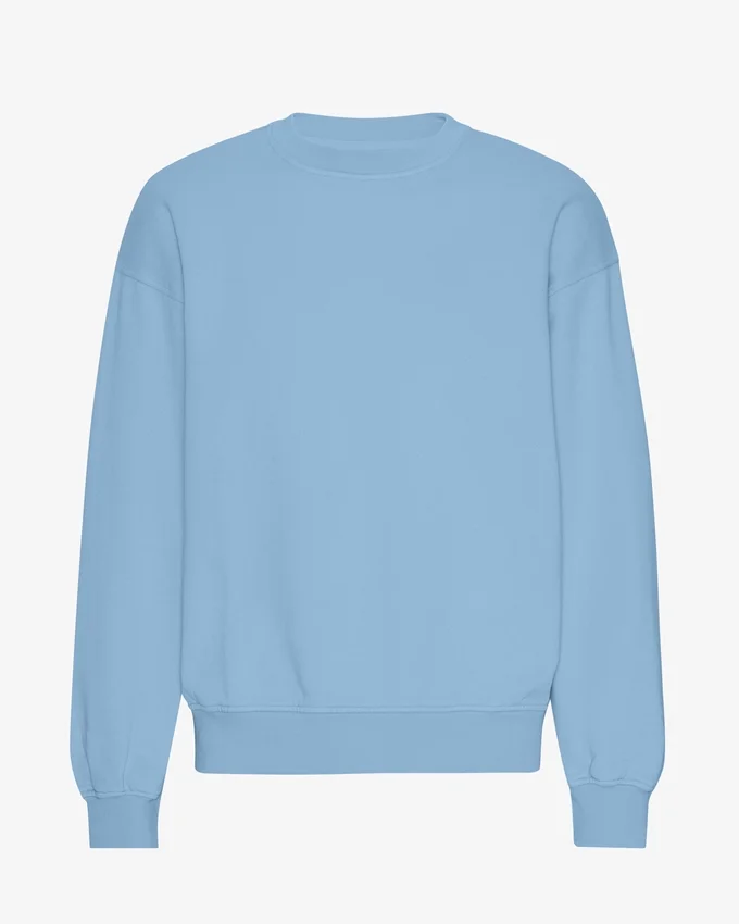 Suéter orgánico de cuello redondo oversize - Azul mar